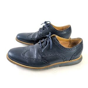 Cole Haan Grand OS Wingtip Oxford Shoe Mens 8 Blue Leather Business Smart Casual